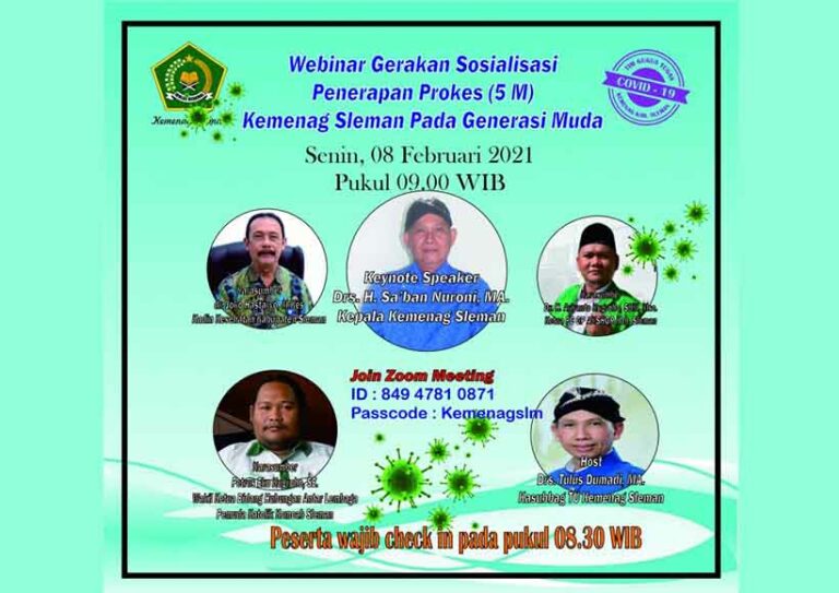 Webinar Sosialisasi Peningkatan Disiplin Prokes, Bagian Dari Upaya Kemenag Sleman Implementasikan Instruksi Menteri Agama